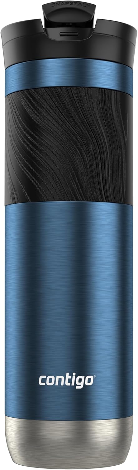 Byron 2.0 Stainless Steel Travel Mug with Snapseal Lid and Grip, 24oz, Midnight Berry, BPA Free and Leak Proof