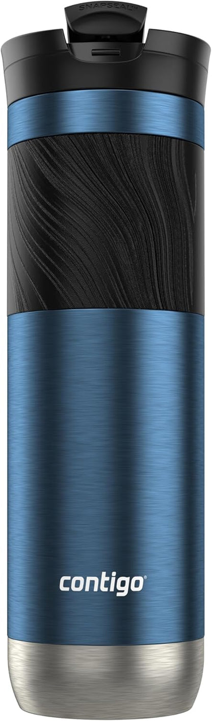 Byron 2.0 Stainless Steel Travel Mug with Snapseal Lid and Grip, 24oz, Midnight Berry, BPA Free and Leak Proof