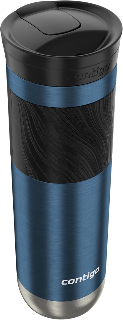 Byron 2.0 Stainless Steel Travel Mug with Snapseal Lid and Grip, 24oz, Midnight Berry, BPA Free and Leak Proof