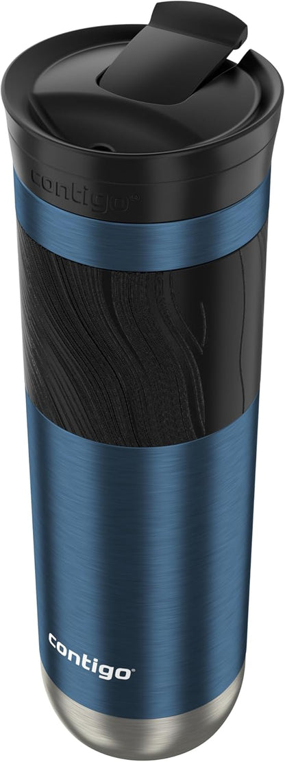 Byron 2.0 Stainless Steel Travel Mug with Snapseal Lid and Grip, 24oz, Midnight Berry, BPA Free and Leak Proof