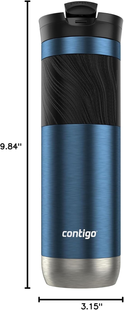 Byron 2.0 Stainless Steel Travel Mug with Snapseal Lid and Grip, 24oz, Midnight Berry, BPA Free and Leak Proof