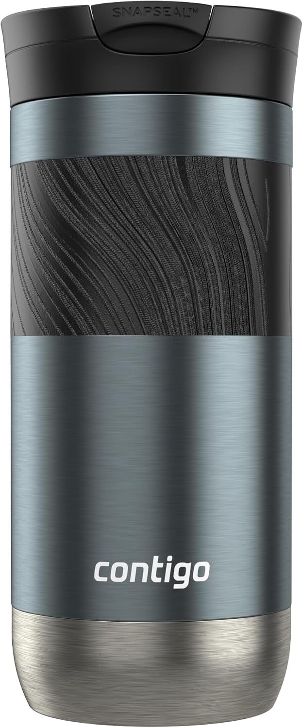 Byron 2.0 Stainless Steel Travel Mug with Snapseal Lid and Grip, 24oz, Midnight Berry, BPA Free and Leak Proof