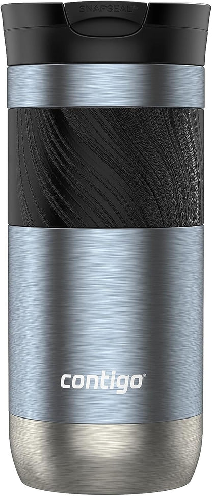 Byron 2.0 Stainless Steel Travel Mug with Snapseal Lid and Grip, 24oz, Midnight Berry, BPA Free and Leak Proof
