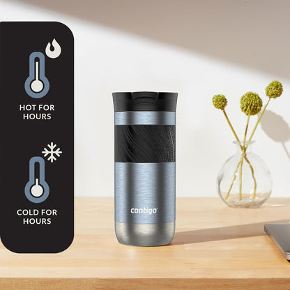 Byron 2.0 Stainless Steel Travel Mug with Snapseal Lid and Grip, 24oz, Midnight Berry, BPA Free and Leak Proof