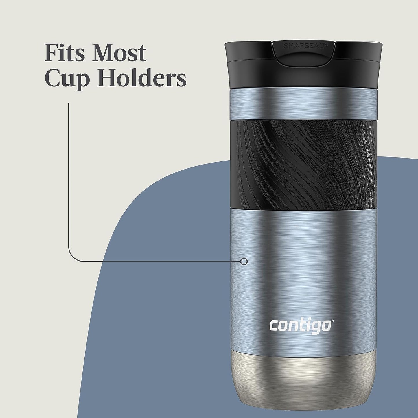 Byron 2.0 Stainless Steel Travel Mug with Snapseal Lid and Grip, 24oz, Midnight Berry, BPA Free and Leak Proof