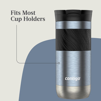 Byron 2.0 Stainless Steel Travel Mug with Snapseal Lid and Grip, 24oz, Midnight Berry, BPA Free and Leak Proof
