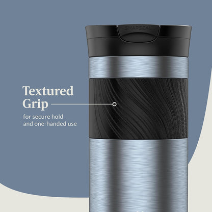 Byron 2.0 Stainless Steel Travel Mug with Snapseal Lid and Grip, 24oz, Midnight Berry, BPA Free and Leak Proof