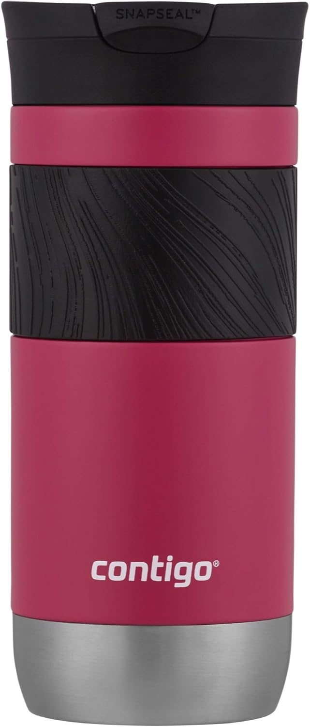 Byron 2.0 Stainless Steel Travel Mug with Snapseal Lid and Grip, 24oz, Midnight Berry, BPA Free and Leak Proof