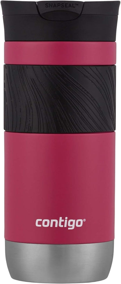 Byron 2.0 Stainless Steel Travel Mug with Snapseal Lid and Grip, 24oz, Midnight Berry, BPA Free and Leak Proof