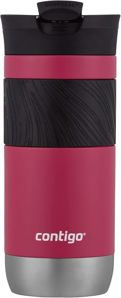 Byron 2.0 Stainless Steel Travel Mug with Snapseal Lid and Grip, 24oz, Midnight Berry, BPA Free and Leak Proof
