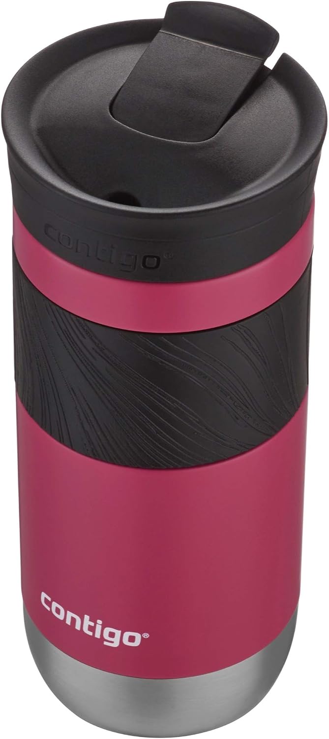 Byron 2.0 Stainless Steel Travel Mug with Snapseal Lid and Grip, 24oz, Midnight Berry, BPA Free and Leak Proof