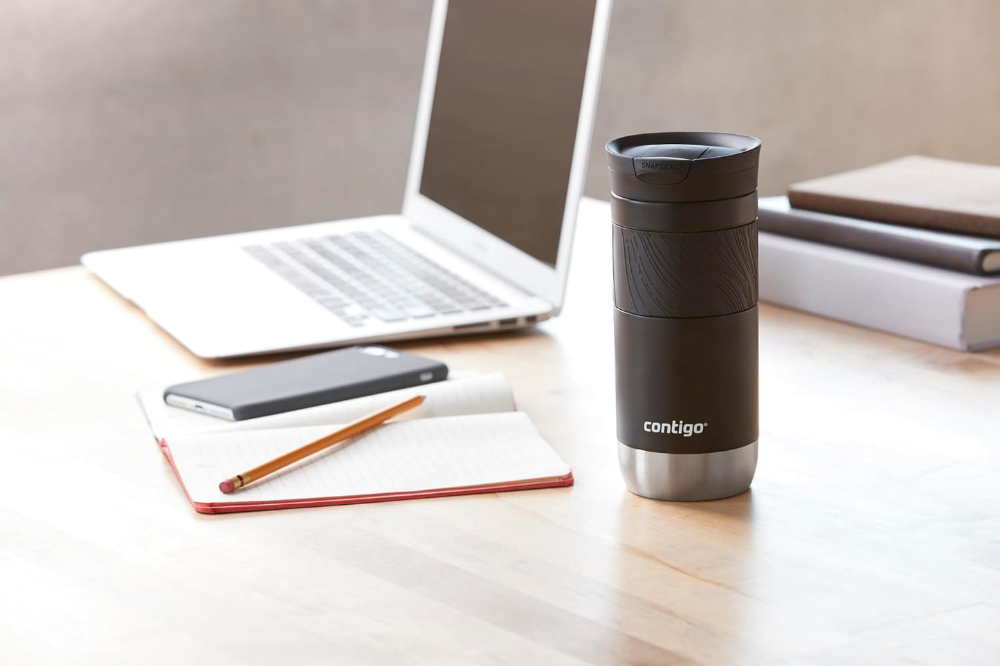 Byron 2.0 Stainless Steel Travel Mug with Snapseal Lid and Grip, 24oz, Midnight Berry, BPA Free and Leak Proof