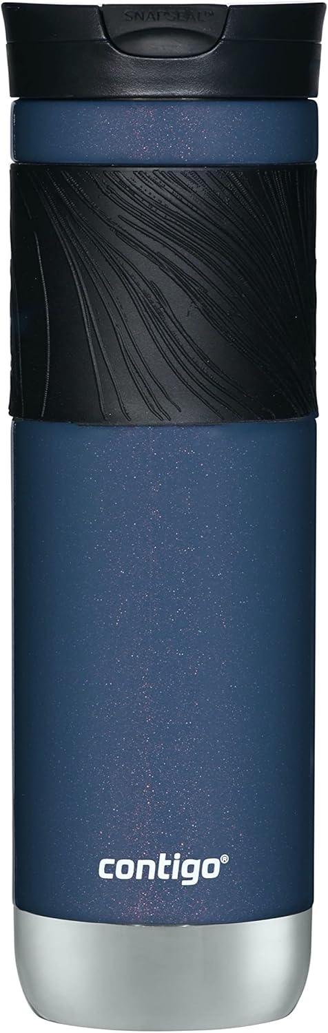 Byron 2.0 Stainless Steel Travel Mug with Snapseal Lid and Grip, 24oz, Midnight Berry, BPA Free and Leak Proof