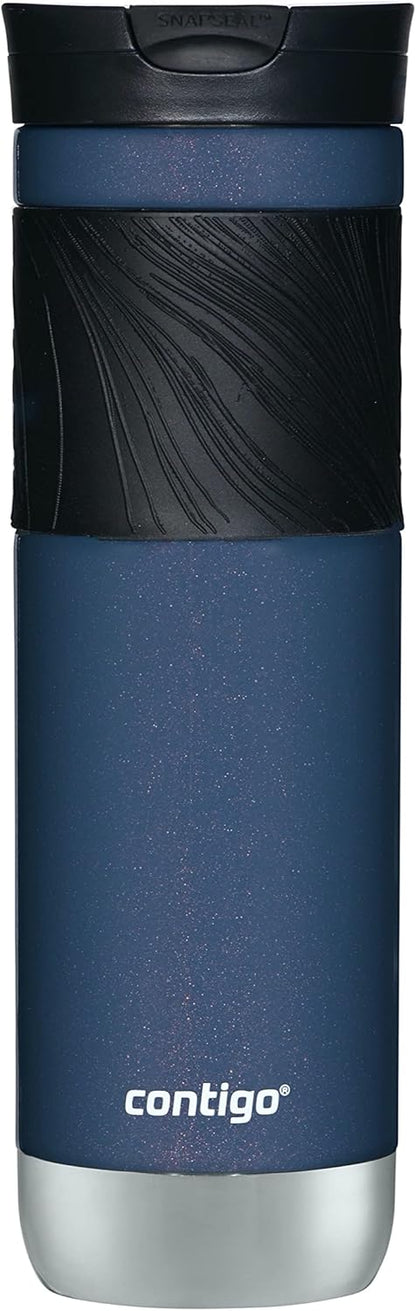 Byron 2.0 Stainless Steel Travel Mug with Snapseal Lid and Grip, 24oz, Midnight Berry, BPA Free and Leak Proof