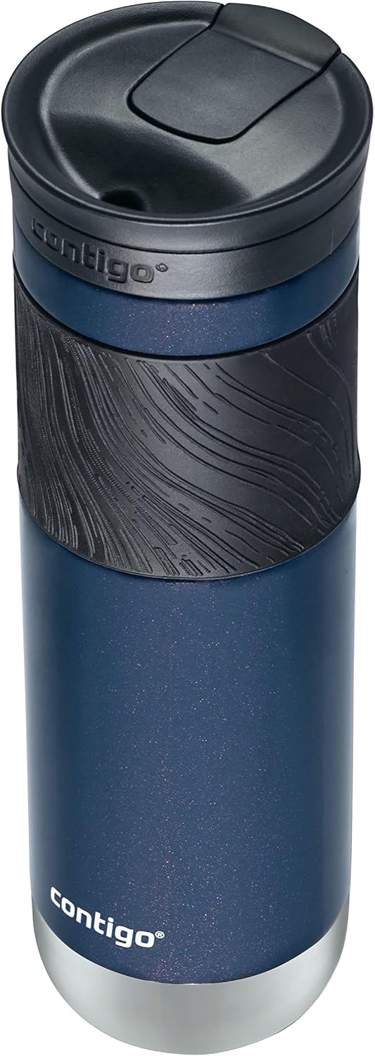Byron 2.0 Stainless Steel Travel Mug with Snapseal Lid and Grip, 24oz, Midnight Berry, BPA Free and Leak Proof