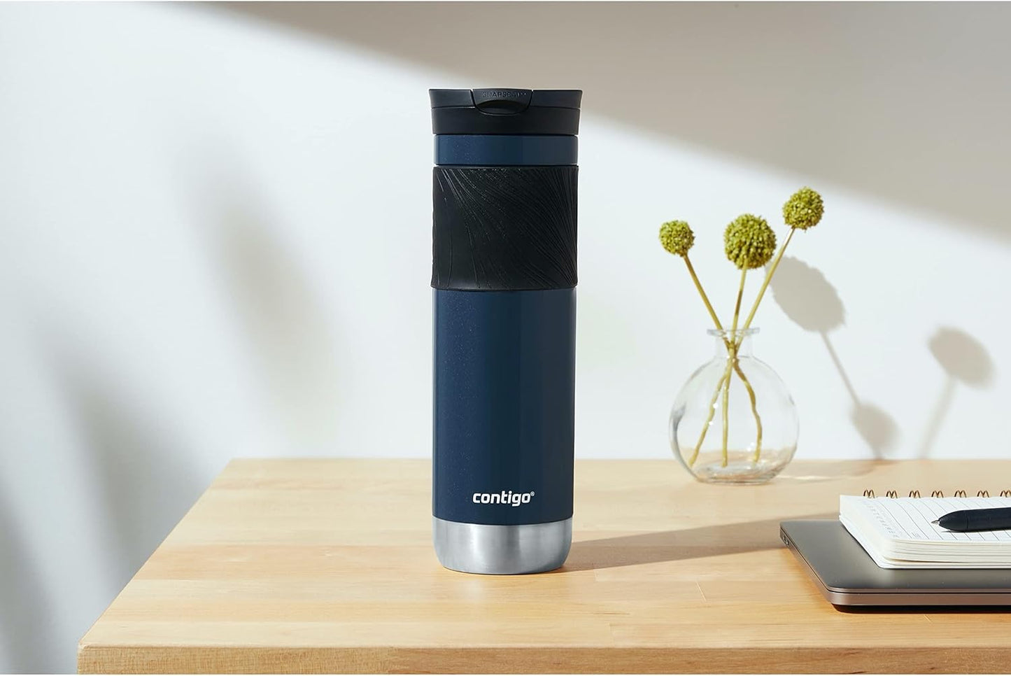 Byron 2.0 Stainless Steel Travel Mug with Snapseal Lid and Grip, 24oz, Midnight Berry, BPA Free and Leak Proof