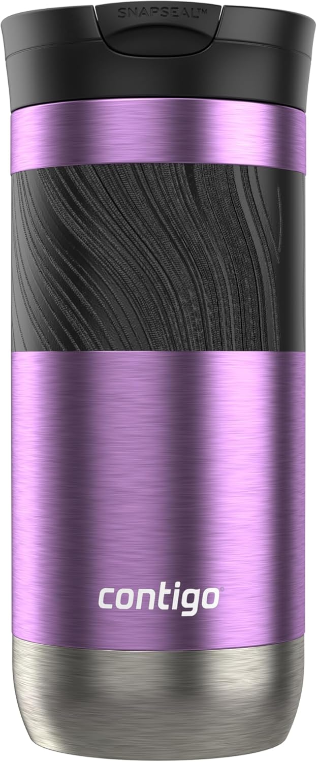 Byron 2.0 Stainless Steel Travel Mug with Snapseal Lid and Grip, 24oz, Midnight Berry, BPA Free and Leak Proof