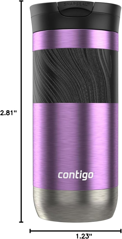 Byron 2.0 Stainless Steel Travel Mug with Snapseal Lid and Grip, 24oz, Midnight Berry, BPA Free and Leak Proof