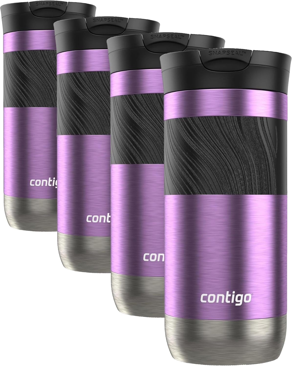 Byron 2.0 Stainless Steel Travel Mug with Snapseal Lid and Grip, 24oz, Midnight Berry, BPA Free and Leak Proof