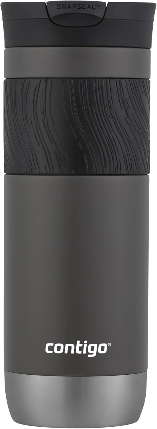 Byron 2.0 Stainless Steel Travel Mug with Snapseal Lid and Grip, 24oz, Midnight Berry, BPA Free and Leak Proof