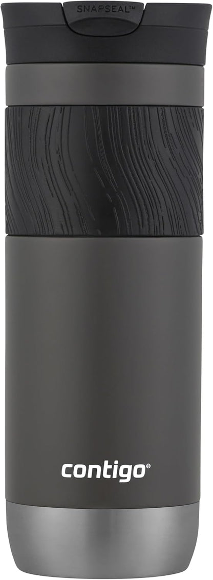 Byron 2.0 Stainless Steel Travel Mug with Snapseal Lid and Grip, 24oz, Midnight Berry, BPA Free and Leak Proof