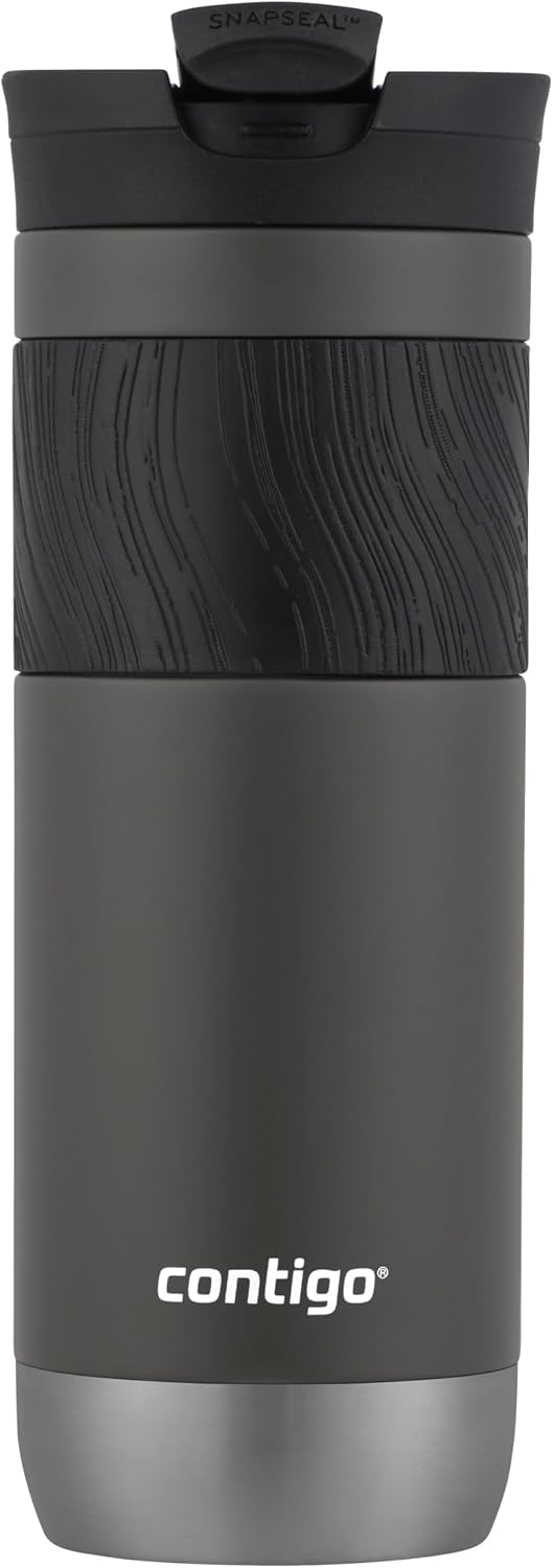 Byron 2.0 Stainless Steel Travel Mug with Snapseal Lid and Grip, 24oz, Midnight Berry, BPA Free and Leak Proof