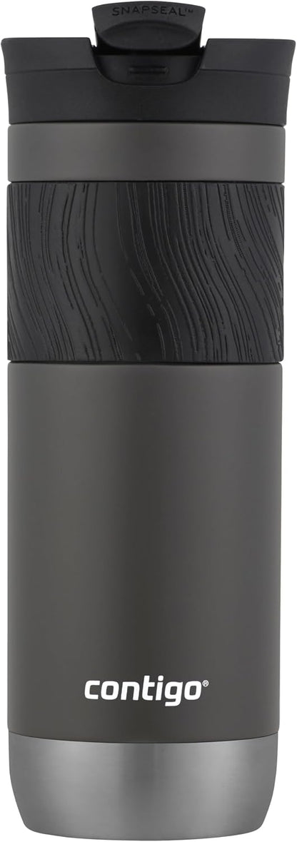 Byron 2.0 Stainless Steel Travel Mug with Snapseal Lid and Grip, 24oz, Midnight Berry, BPA Free and Leak Proof
