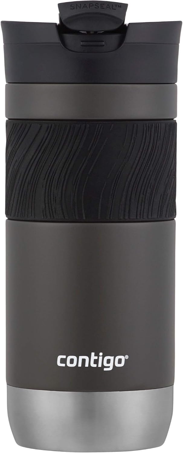 Byron 2.0 Stainless Steel Travel Mug with Snapseal Lid and Grip, 24oz, Midnight Berry, BPA Free and Leak Proof