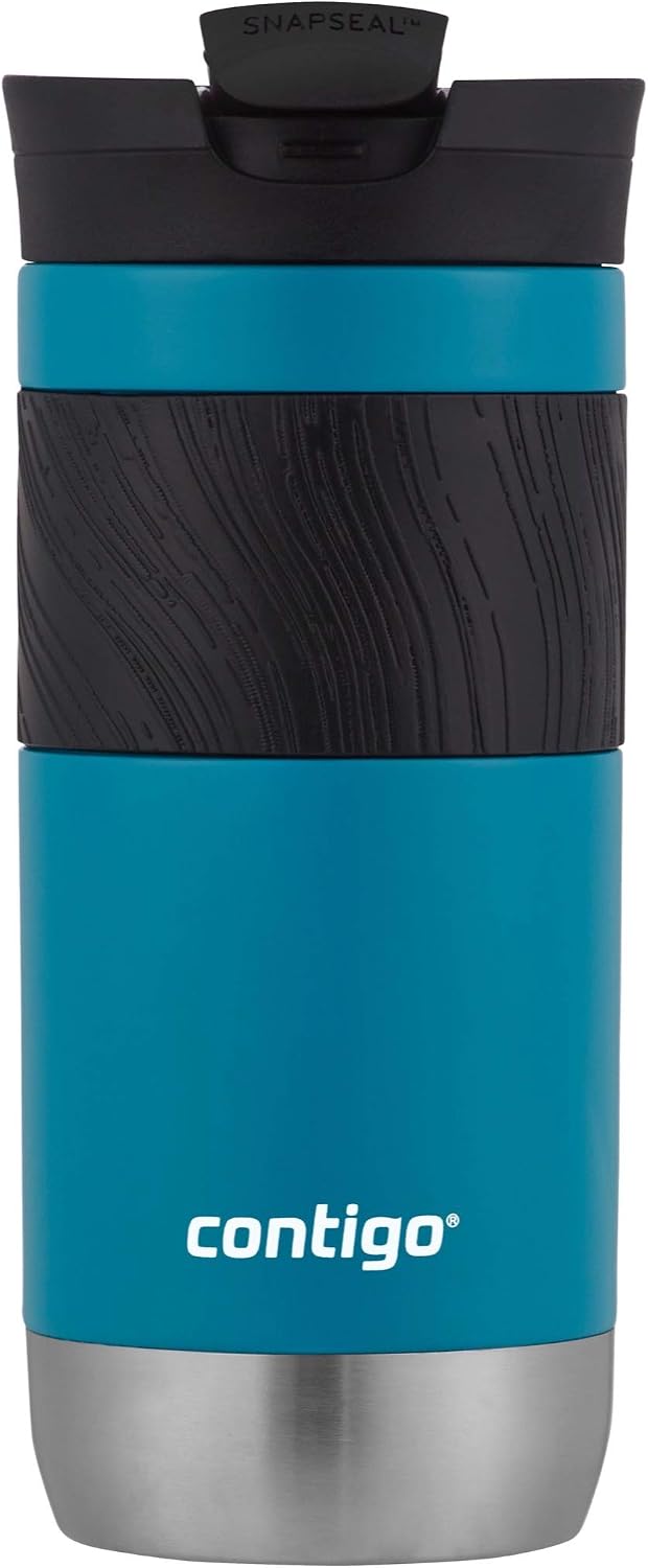 Byron 2.0 Stainless Steel Travel Mug with Snapseal Lid and Grip, 24oz, Midnight Berry, BPA Free and Leak Proof