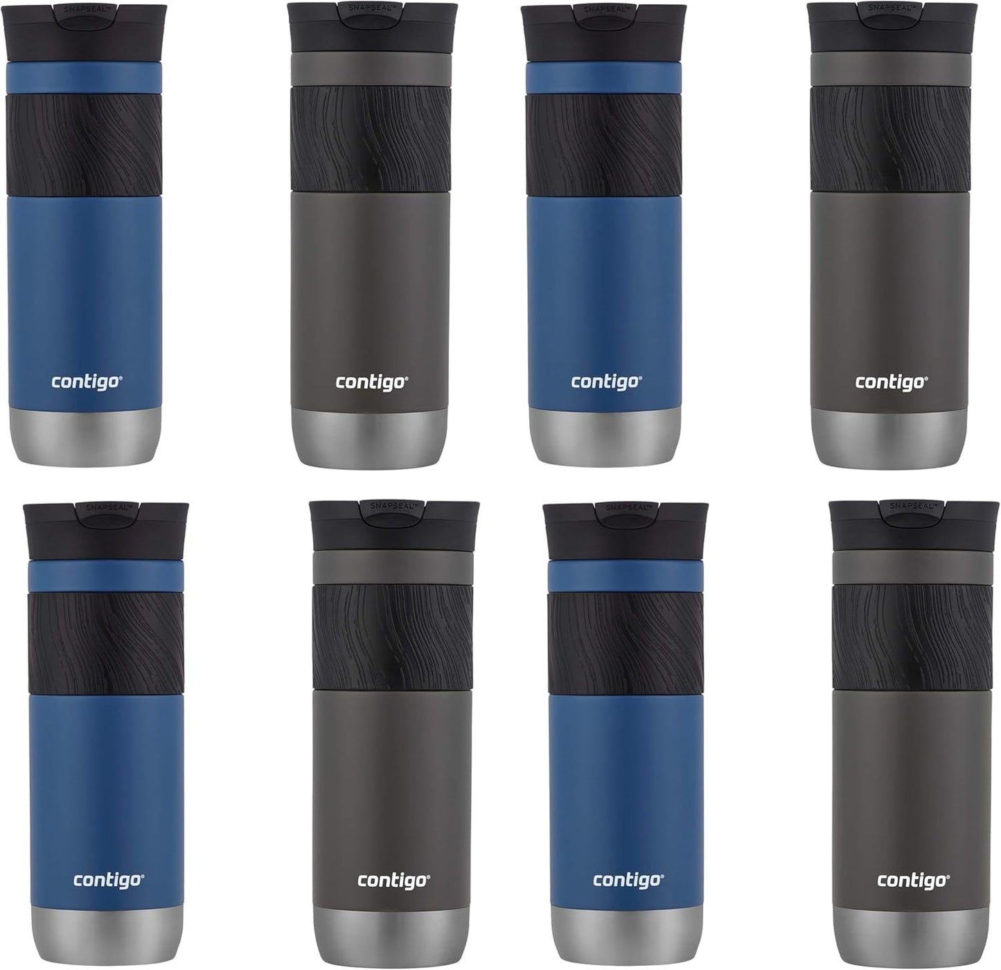 Byron 2.0 Stainless Steel Travel Mug with Snapseal Lid and Grip, 24oz, Midnight Berry, BPA Free and Leak Proof