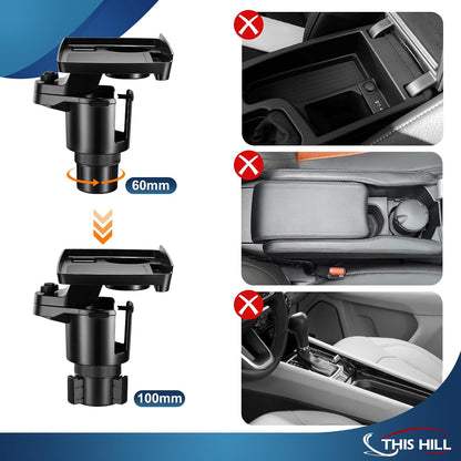This Hill Car Cup Holder Tray 2-in-1 Detachable Car Food Table Tray