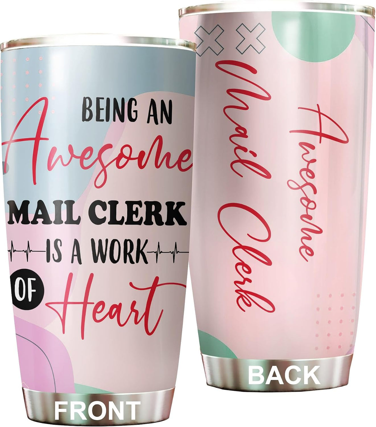 Awesome Mail Clerk Tumbler Stainless Steel 20oz, Funny Mail Clerk Gifts Bulk For Birthday Christmas, Mail Clerk Gifts For Men Women Office Coworker Driking Coffee Cup Humor
