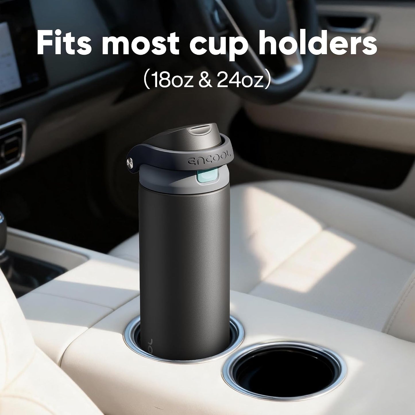 Leakproof Insulated Water Bottle with Straw Dual-Sip Water Bottle Bag-Safe Design for Work, Commute & Gym – Keeps Drinks Cold All Day, 24 oz, Clay Grey - Colors A