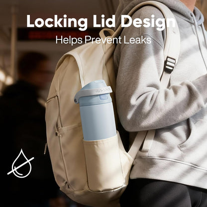 Leakproof Insulated Water Bottle with Straw Dual-Sip Water Bottle Bag-Safe Design for Work, Commute & Gym – Keeps Drinks Cold All Day, 24 oz, Clay Grey - Colors A