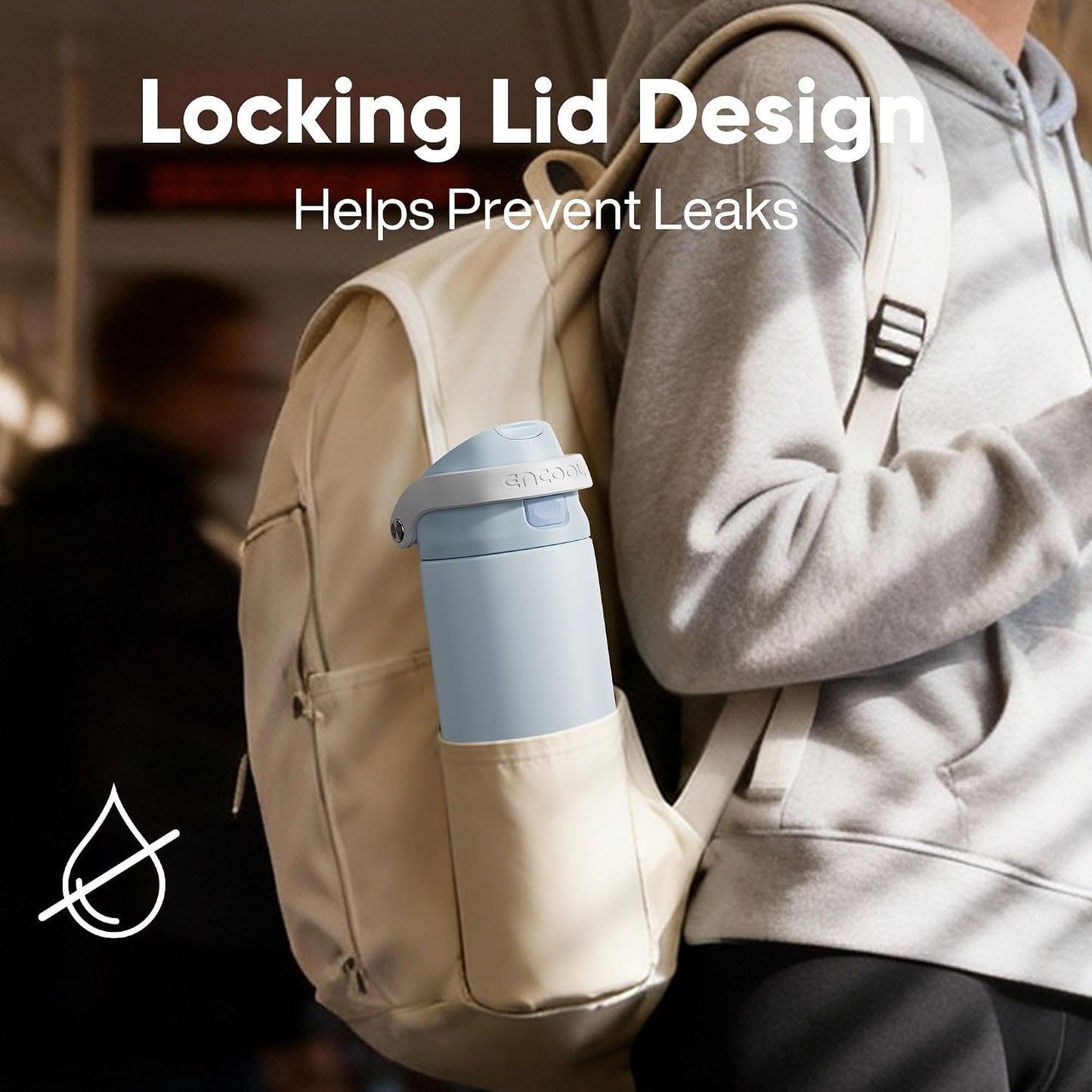 Leakproof Insulated Water Bottle with Straw Dual-Sip Water Bottle Bag-Safe Design for Work, Commute & Gym – Keeps Drinks Cold All Day, 24 oz, Clay Grey - Colors A