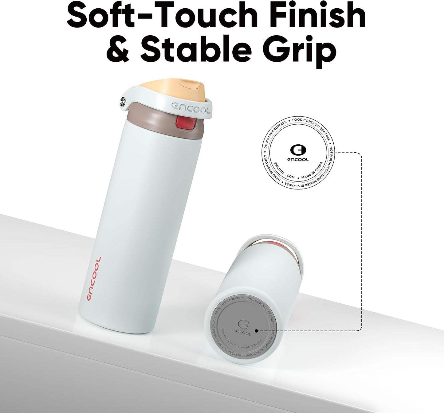 Leakproof Insulated Water Bottle with Straw Dual-Sip Water Bottle Bag-Safe Design for Work, Commute & Gym – Keeps Drinks Cold All Day, 24 oz, Clay Grey - Colors A
