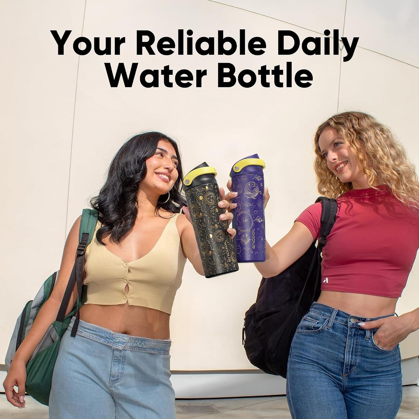 Leakproof Insulated Water Bottle with Straw Dual-Sip Water Bottle Bag-Safe Design for Work, Commute & Gym – Keeps Drinks Cold All Day, 24 oz, Clay Grey - Colors A