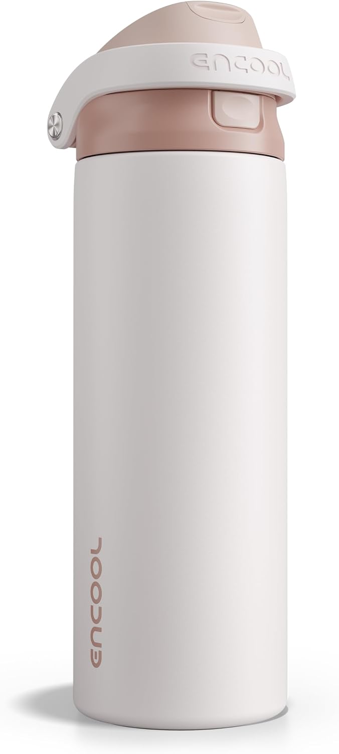 Leakproof Insulated Water Bottle with Straw Dual-Sip Water Bottle Bag-Safe Design for Work, Commute & Gym – Keeps Drinks Cold All Day, 24 oz, Clay Grey - Colors A