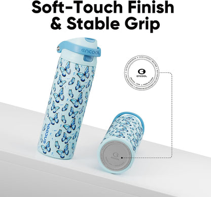 Leakproof Insulated Water Bottle with Straw Dual-Sip Water Bottle Bag-Safe Design for Work, Commute & Gym – Keeps Drinks Cold All Day, 24 oz, Clay Grey - Colors A