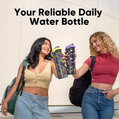 Leakproof Insulated Water Bottle with Straw Dual-Sip Water Bottle Bag-Safe Design for Work, Commute & Gym – Keeps Drinks Cold All Day, 24 oz, Clay Grey - Colors A