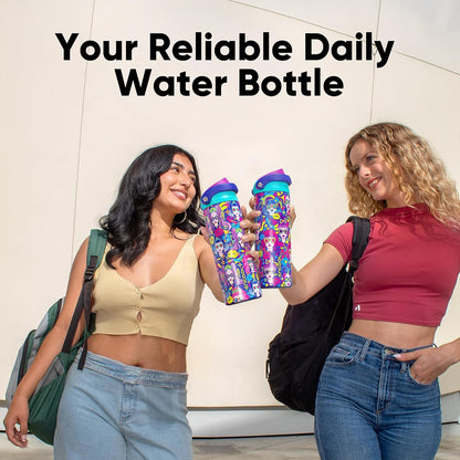 Leakproof Insulated Water Bottle with Straw Dual-Sip Water Bottle Bag-Safe Design for Work, Commute & Gym – Keeps Drinks Cold All Day, 24 oz, Clay Grey - Colors A