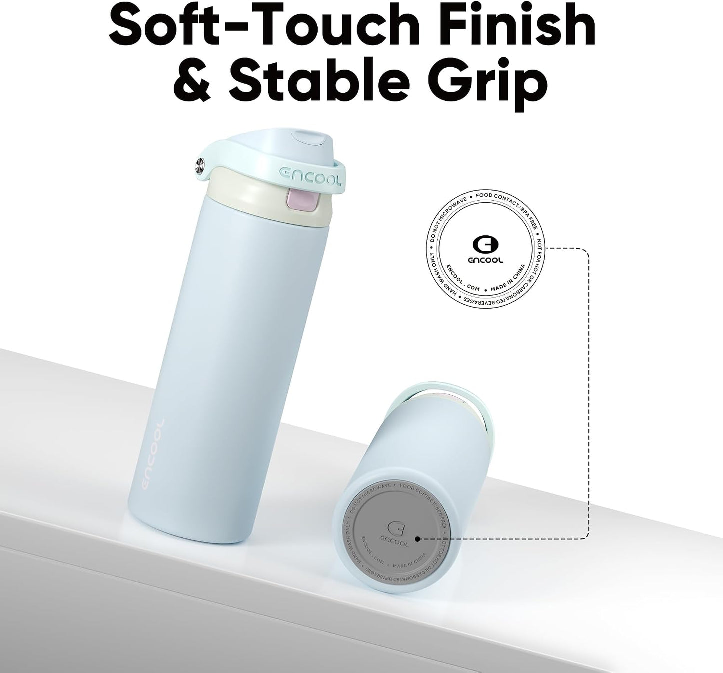 Leakproof Insulated Water Bottle with Straw Dual-Sip Water Bottle Bag-Safe Design for Work, Commute & Gym – Keeps Drinks Cold All Day, 24 oz, Clay Grey - Colors A