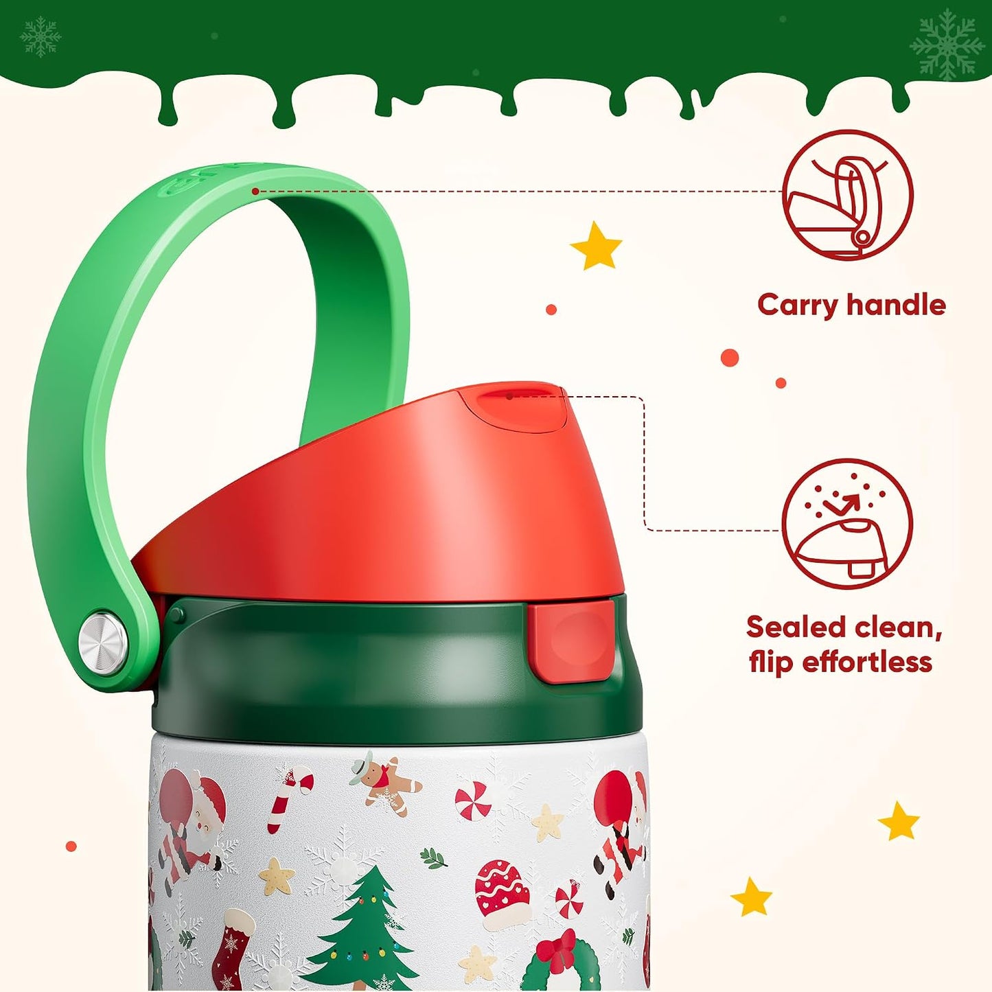 Leakproof Insulated Water Bottle with Straw Dual-Sip Water Bottle Bag-Safe Design for Work, Commute & Gym – Keeps Drinks Cold All Day, 24 oz, Clay Grey - Colors A