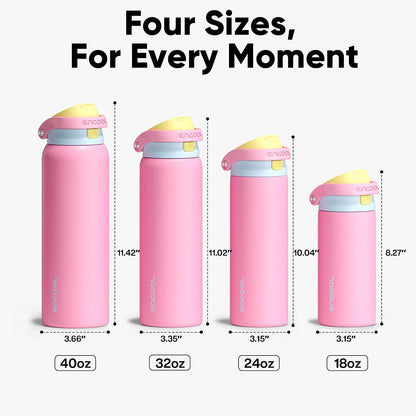 Leakproof Insulated Water Bottle with Straw Dual-Sip Water Bottle Bag-Safe Design for Work, Commute & Gym – Keeps Drinks Cold All Day, 24 oz, Clay Grey - Colors A