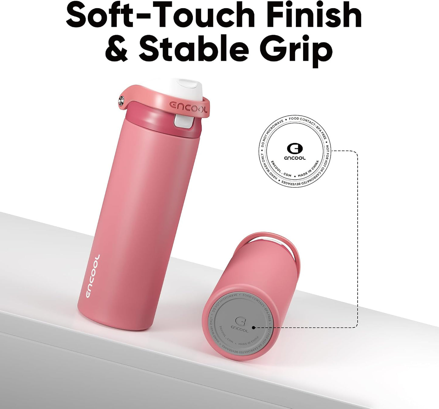 Leakproof Insulated Water Bottle with Straw Dual-Sip Water Bottle Bag-Safe Design for Work, Commute & Gym – Keeps Drinks Cold All Day, 24 oz, Clay Grey - Colors A