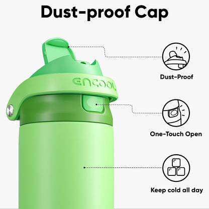 Leakproof Insulated Water Bottle with Straw Dual-Sip Water Bottle Bag-Safe Design for Work, Commute & Gym – Keeps Drinks Cold All Day, 24 oz, Clay Grey - Colors A