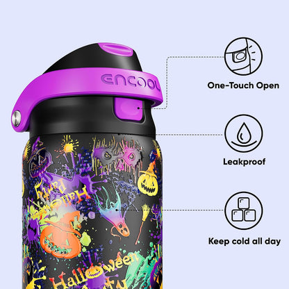 Leakproof Insulated Water Bottle with Straw Dual-Sip Water Bottle Bag-Safe Design for Work, Commute & Gym – Keeps Drinks Cold All Day, 24 oz, Clay Grey - Colors A