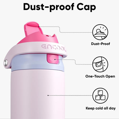 Leakproof Insulated Water Bottle with Straw Dual-Sip Water Bottle Bag-Safe Design for Work, Commute & Gym – Keeps Drinks Cold All Day, 24 oz, Clay Grey - Colors A