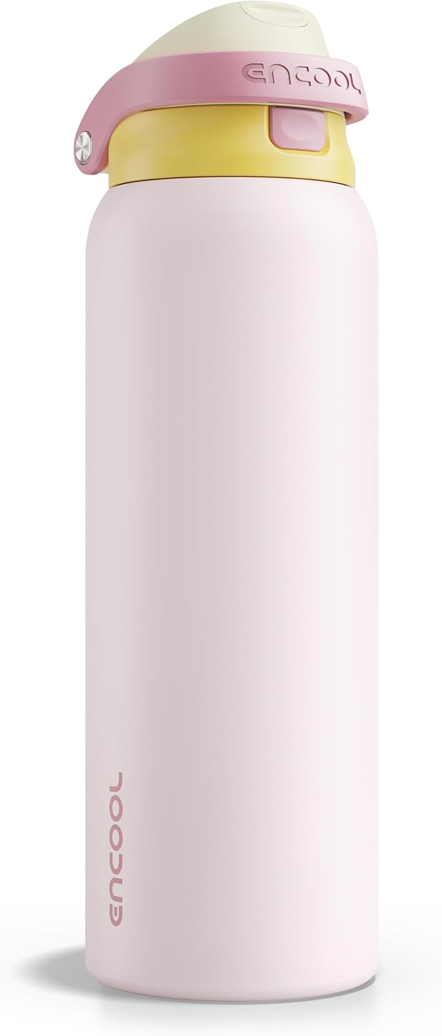 Leakproof Insulated Water Bottle with Straw Dual-Sip Water Bottle Bag-Safe Design for Work, Commute & Gym – Keeps Drinks Cold All Day, 24 oz, Clay Grey - Colors A