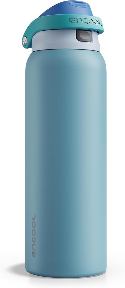 Leakproof Insulated Water Bottle with Straw Dual-Sip Water Bottle Bag-Safe Design for Work, Commute & Gym – Keeps Drinks Cold All Day, 24 oz, Clay Grey - Colors A